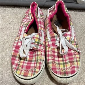 Dawgs Women's Checkered Sneakers - Pink, Yellow, White